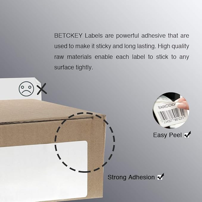 BETCKEY - 2.25" x 1.25" (57 mm x 32 mm) UPC Barcode & Multipurpose Labels Compatible with Zebra & Rollo Label Printer,Premium Adhesive & Perforated [10 Rolls, 10000 Labels]