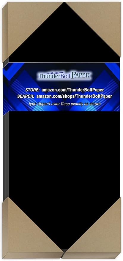75 Dark Black Smooth Card/Cover Sheets - 4" X 9" (4X9 Inches) #10 Envelope Insert Size - 80# (80 lb/Pound) - Cover Weight Fine Paper for Quality Results on a Smooth Finish