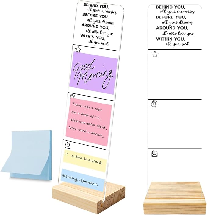 Monitor Memo Board with Removable Wooden Base Acrylic Portable Sticky Note Holder, Within You All You Need Sign Office Desk Desk Set Sticky Notes 100 Sheets