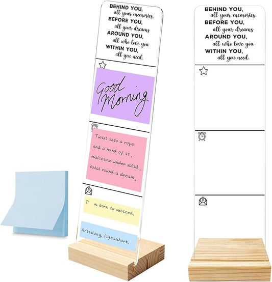 Monitor Memo Board with Removable Wooden Base Acrylic Portable Sticky Note Holder, Within You All You Need Sign Office Desk Desk Set Sticky Notes 100 Sheets