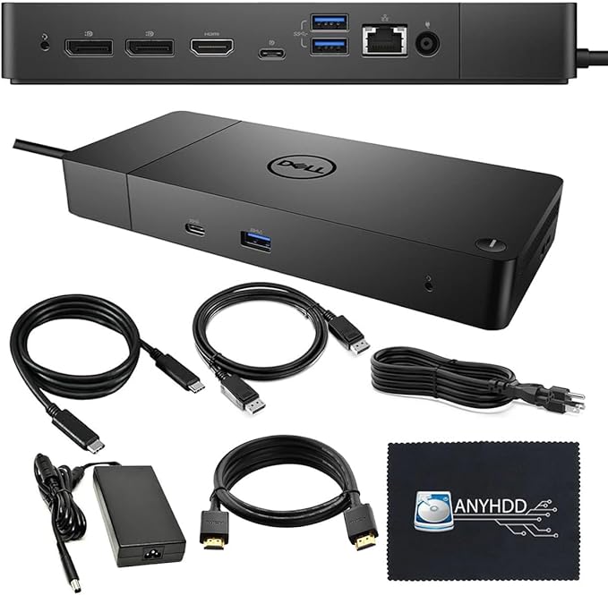 WD19 Dell Docking Station Dual Monitor - USB-C Dock with 180W Adapter, HDMI, DisplayPort, USB-C Cables - Dell Laptop Docking Station (Renewed)