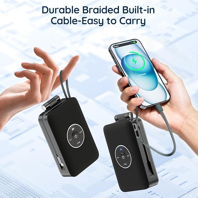 TechGlow Foldable Cellphone Stand with Bluetooth Speaker and Charging Function Built-in Cables Birthday Gifts for Men Women Mother Father Boy Girl Teens Stocking Stuffers for Adults