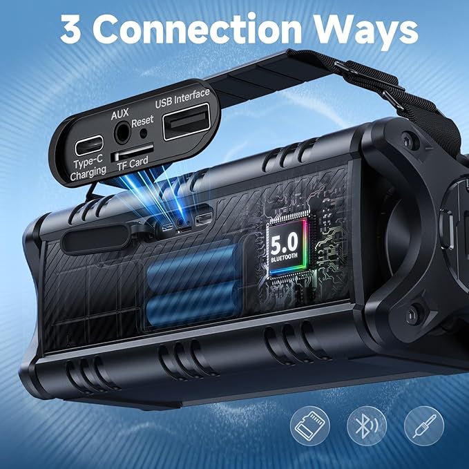 W-KING Bluetooth Speaker, 90W Max Portable Outdoor Speaker Loud, IPX6 Waterproof/50W Deep Bass Subwoofer/40H/EQ/Dual Pairing/TF/AUX, Large Boombox Speakers Bluetooth Wireless for Party/Beach/Jobside