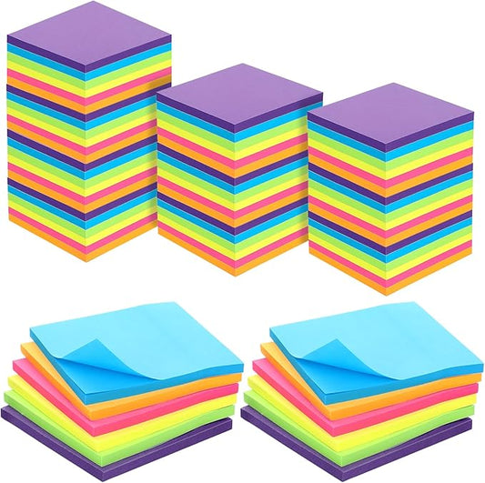 72 Pack Sticky Notes 3x3 in Post Bright Stickies Colorful Super Sticking Pads Self-Stick Note Pads it Strong Adhesive Easy to Post for Home Office Notebook