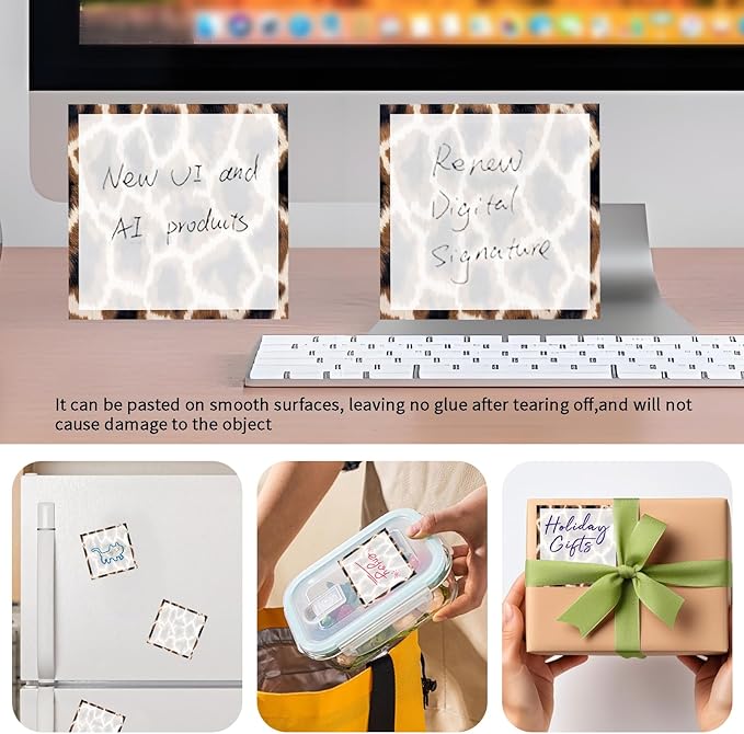 Sticky Notes 3x3 Inches, Cute Self-Stick Notes Bright Funny Sticky Note, Easy to Post for Home, Office, Notebook Cute Classic Brown Leopard