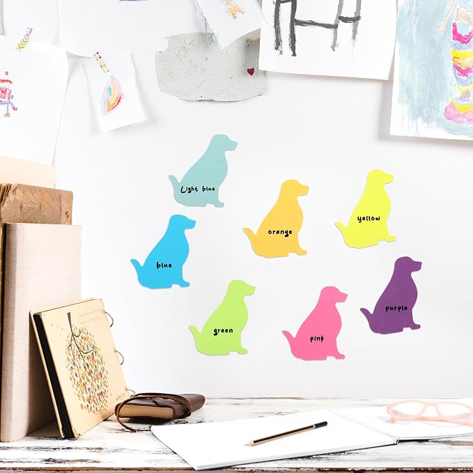 Dog Sticky Notes, 210 Sheets Animal Sticky Notes with Dog Paper Clips Cute Novelty Shaped Self-Stick Note Pads Fun Note for Work Memo Pads Index Tab for Reminders Office Home Desk Decor(7 Color)