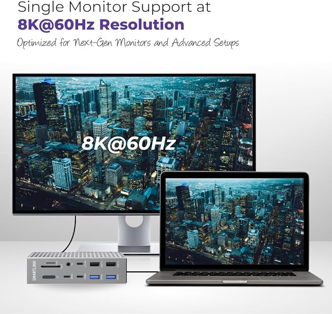 Thunderbolt 4 Dock – 21-Ports Laptop Docking Station Dual Monitor for MacBook Air/Pro (M1–M4), Windows & Chrome – Dual 4K or Single 8K Display, 40Gbps Speed, 90W Charging, USB-C/A Hub