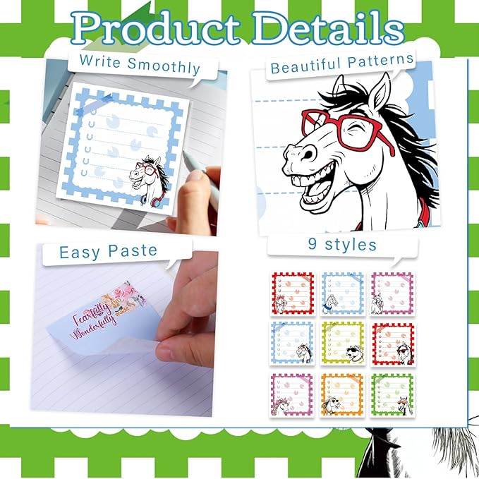 Funny Sticky Notes Gifts - 9 Pack Fun Horse Notepads 3x3 Inches, Funny Horse Self-Adhesive Memo Pads, Office Study Supplies Work Gag Gift for Coworkers Friends (450 Sheets)