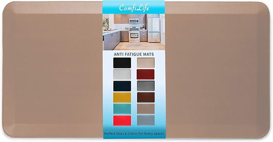 ComfiLife Anti Fatigue Floor Mat – 3/4 Inch Thick Kitchen Mats for Floor, Standing Desk Mat, Kitchen Rug – Comfort at Home, Office – Durable – Stain Resistant – Non-Slip Bottom (20" x 39", Beige)