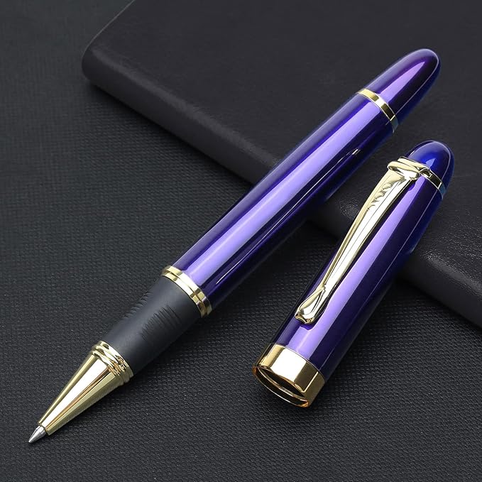 YIVONKA Luxury Ballpoint Pens Nice Ball Pen Best Gift for Men Professional Executive Office BallPens Classy Gift Box Ballpoint Black Refill Line width 0.5mm (Blue)
