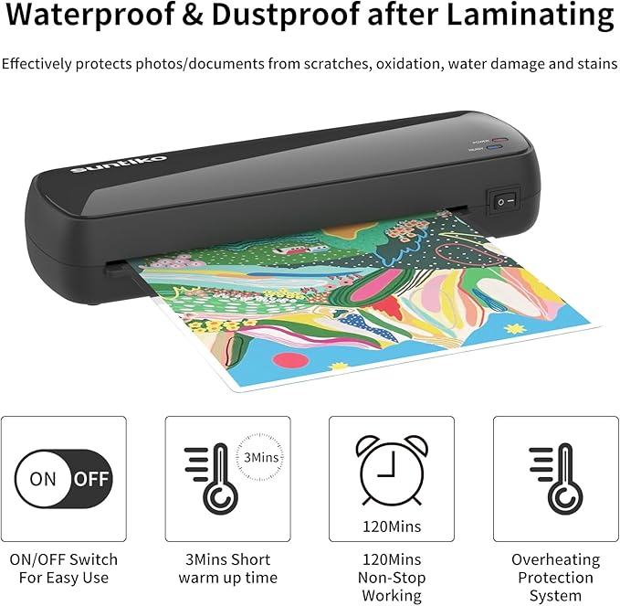 Paper Shredder, 14 Sheet Cross Cut, 6.6 Gallon Basket, P-4 Security Level, 3 Mode Design -9"Laminator Machine,Fast Laminating Documentation and Photos, Increases Their Long-Term Color Preserva