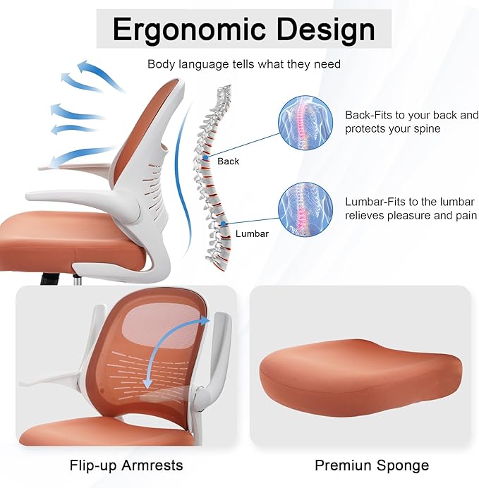HYLONE Tall Drafting Chair Standing Desk Chair with Flip-Up Armrests, Adjustable Height Ergonomic Office Chair with Footrest Ring - High Stool Chair for Standing Desk (Pink)
