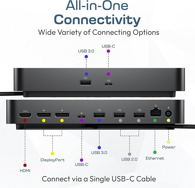 Dell Pro Dock WD25 USB-C Docking Station – 100W Power Delivery, Dual FHD or Single 4K Display Support, HDMI, DisplayPort, Ethernet – Boomph's Ultimate Performance Dock Solution for Your Workspace