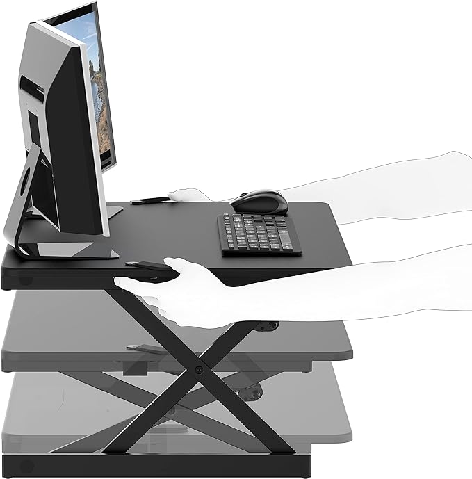 SHW 32-Inch Height Adjustable Standing Desk Converter Riser Workstation, Black