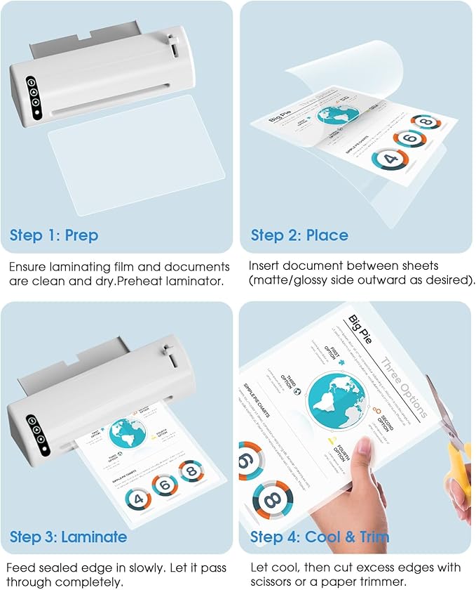 KTRIO 200 Pack Laminating Sheets 5 Mil, Hold 8.5 x 11 Inches Laminate Sheets, 9 x 11.5 Thermal Laminating Pouches for Laminator, Clear Lamination Sheets Paper, Letter Size, Office School Home Supplies