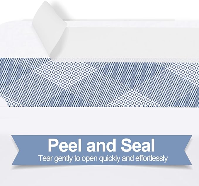 #10 Security Self-Seal Envelopes, PANDRI Windowless Business Mailing Envelopes, Security Tint Pattern for Secure Mailing, Invoices and Statements, Size 4-1/8 x 9-1/2 Inch - 24 LB - 500 Count