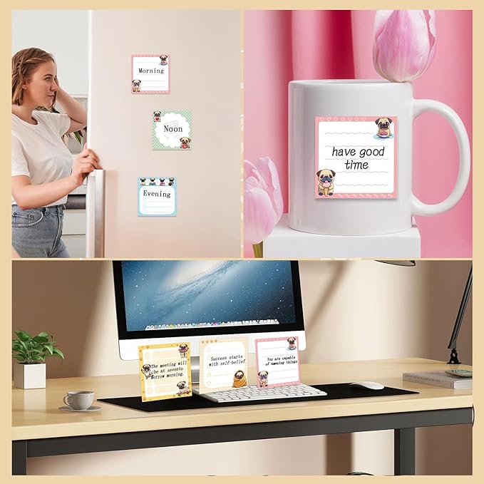 Pug Sticky Notes Gifts - 9 Pack Pug Notepads 3x3 Inch Gifts for Dog Lovers, Cute Dog Self-Adhesive Memo Pads Office School Supplies for Friends Coworkers (450 Sheets)