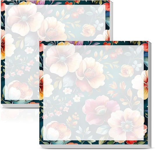 Sticky Notes 3x3 Inches, Cute Self-Stick Notes Bright Funny Sticky Note, Easy to Post for Home, Office, Notebook Cute Dark Floral
