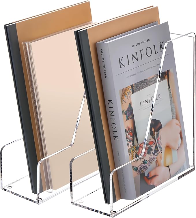YUXUN Acrylic Magazine File Holder,Clear Desk Organizer File Holder Stand for File/Magazine/Binders/Notebook/Envelopes,Multi-purpose Coloring Comic Book Storage for Home/Office/Classroom Organization