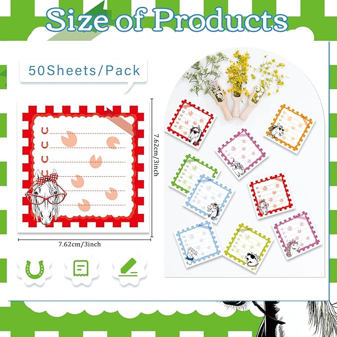 Funny Sticky Notes Gifts - 9 Pack Fun Horse Notepads 3x3 Inches, Funny Horse Self-Adhesive Memo Pads, Office Study Supplies Work Gag Gift for Coworkers Friends (450 Sheets)