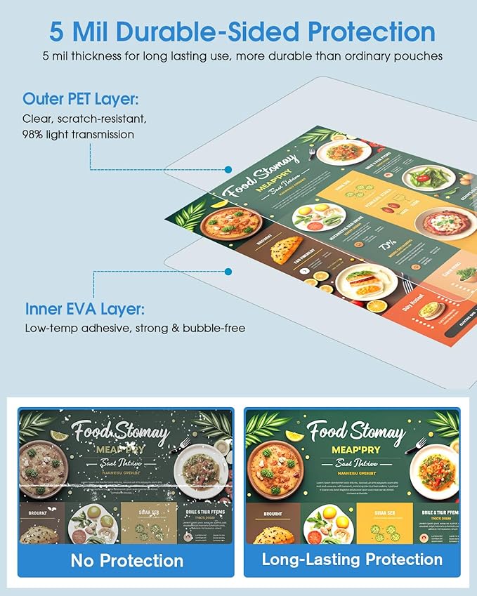 KTRIO 200 Pack Laminating Sheets 5 Mil, Hold 8.5 x 11 Inches Laminate Sheets, 9 x 11.5 Thermal Laminating Pouches for Laminator, Clear Lamination Sheets Paper, Letter Size, Office School Home Supplies