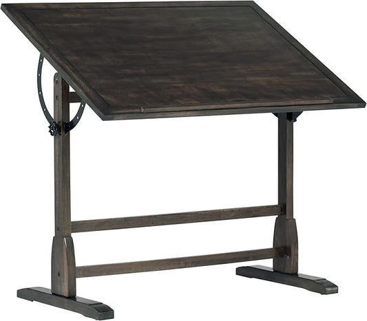 Studio Designs Vintage Drawing/Drafting Table with Pencil Ledge - 42" W x 30" D - Distressed Black - Adjustable Tilting Top