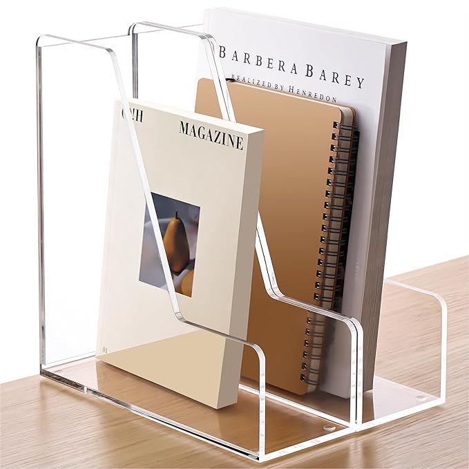 YUXUN Acrylic Magazine File Holder,Clear Desk Organizer File Holder Stand for File/Magazine/Binders/Notebook/Envelopes,Multi-purpose Coloring Comic Book Storage for Home/Office/Classroom Organization