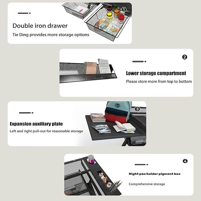 Donfafecuer Adjustable Drafting Table for Adults Professional Art Table 2 Storage Drawers Height Adjustable Home Office Reading Painting Tempered Glass Top Modern Black Design