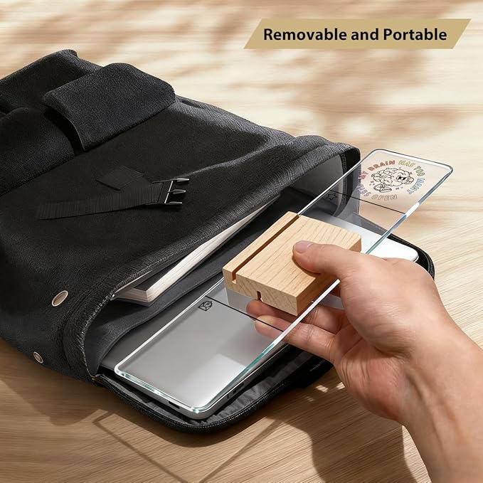 Monitor Memo Board with Removable Wooden Base Acrylic Portable Sticky Note Holder, My Brain Has Too Many Tabs Open Logo Office Desk Desk Set Sticky Notes 100 Sheets