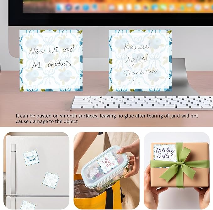 Sticky Notes 3x3 Inches, Cute Self-Stick Notes Bright Funny Sticky Note, Easy to Post for Home, Office, Notebook Cute Blueberry