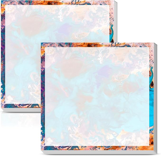 Sticky Notes 3x3 Inches, Cute Self-Stick Notes Bright Funny Sticky Note, Easy to Post for Home, Office, Notebook Abstract Blue Orange Print
