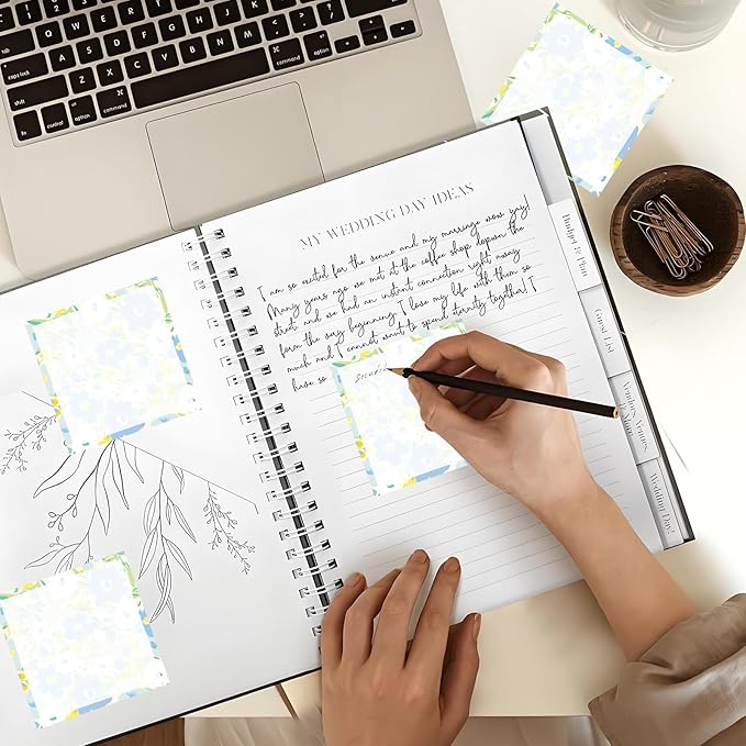 Sticky Notes 3x3 Inches, Cute Self-Stick Notes Bright Funny Sticky Note, Easy to Post for Home, Office, Notebook Cute Blue Yellow Floral