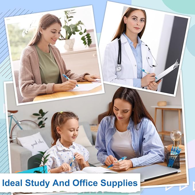 300 Pcs Gel Pens Bulk 0.5mm Ink Gel Pen Retractable Medium Point Rollerball Pens Quick Drying Smooth Writing with Comfortable Grip for School Office Journaling Note Homework (Blue)