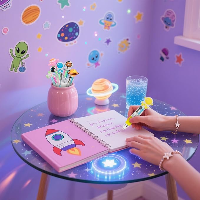 CZWZ 30Pcs Mini Multicolor Pens in One 4-in-1 Cute Pens Bulk for Kids, Ballpoint Pen for Birthdays and Children's Parties, Fun Gifts Assorted Ink Kawaii Pen(Space)