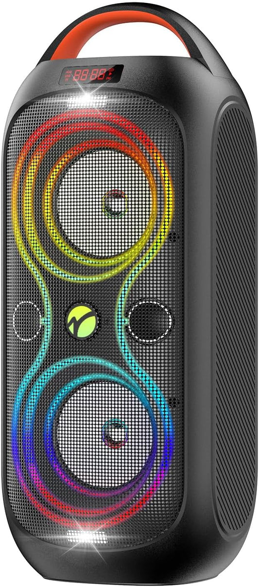 Wireless TWS Portable Bluetooth Speaker, Beat-Driven Lights, 120dB Loud Stereo Party Speaker with Bluetooth 5.3, USB/TF/AUX/FM/Mic, Built-in Carry Handle, Powerful Sound for Home,Outdoor,Party,Camping