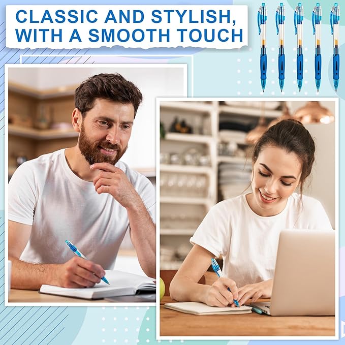 300 Pcs Gel Pens Bulk 0.5mm Ink Gel Pen Retractable Medium Point Rollerball Pens Quick Drying Smooth Writing with Comfortable Grip for School Office Journaling Note Homework (Blue)