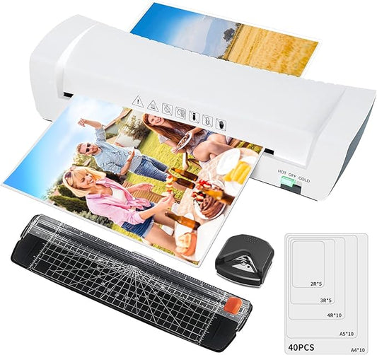 9-Inch(A4) 4-in-1 Thermal Laminator – 2-Min Fast Warm-Up, Hot & Cold Lamination, Never Jam Technology, Includes Cutter, Corner Rounder & 40 Pouches, Ideal for Home, Office & School