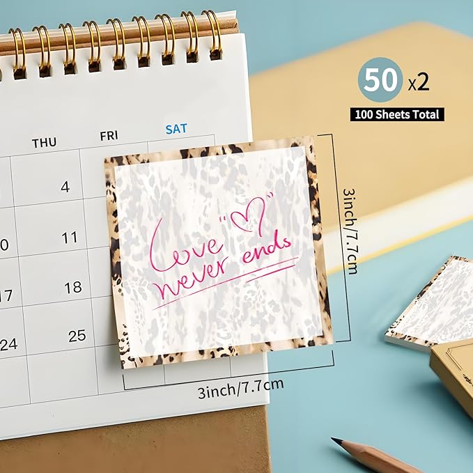 Sticky Notes 3x3 Inches, Cute Self-Stick Notes Bright Funny Sticky Note, Easy to Post for Home, Office, Notebook Cute Animal Skin