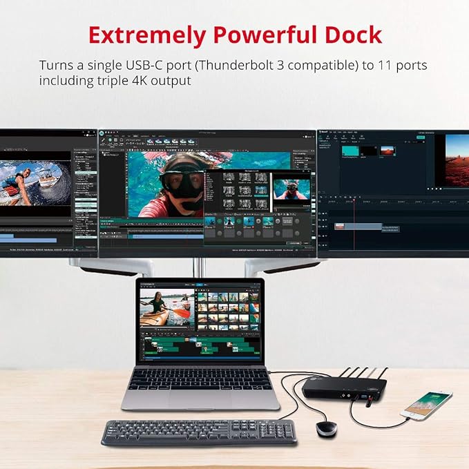 SIIG USB Type C 4K Triple Monitor Docking Station - Triple 4K@60Hz or Single 5K@60Hz Video Laptop Dock with 85W Charging - 1x HDMI, 2x DisplayPort, 5x USB Ports for Windows PC & MacBook (JU-DK0B11-S1)
