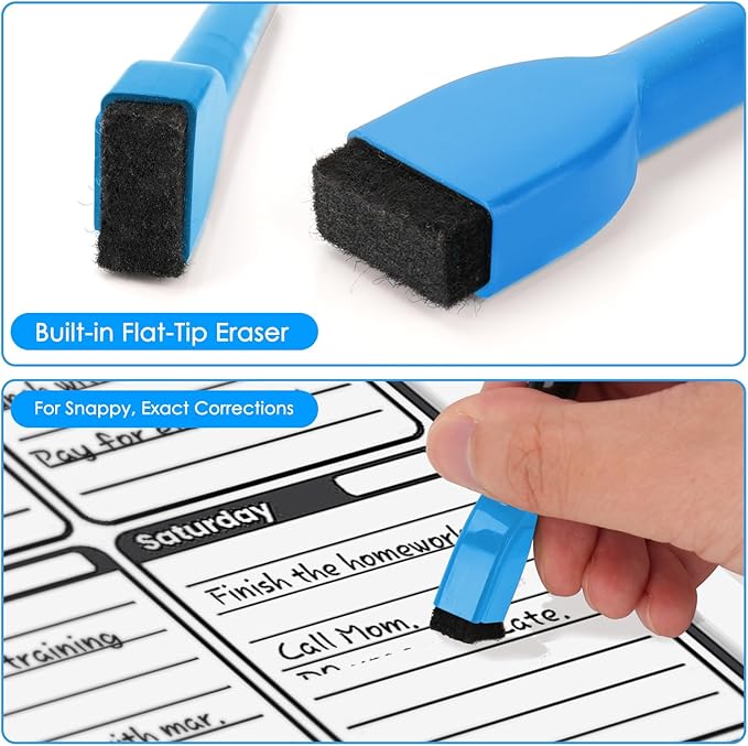 maxtek 36 Count Magnetic Dry Erase Markers, Fine Tip, 6 Colors, Low Odor Whiteboard Markers with Built-in Eraser