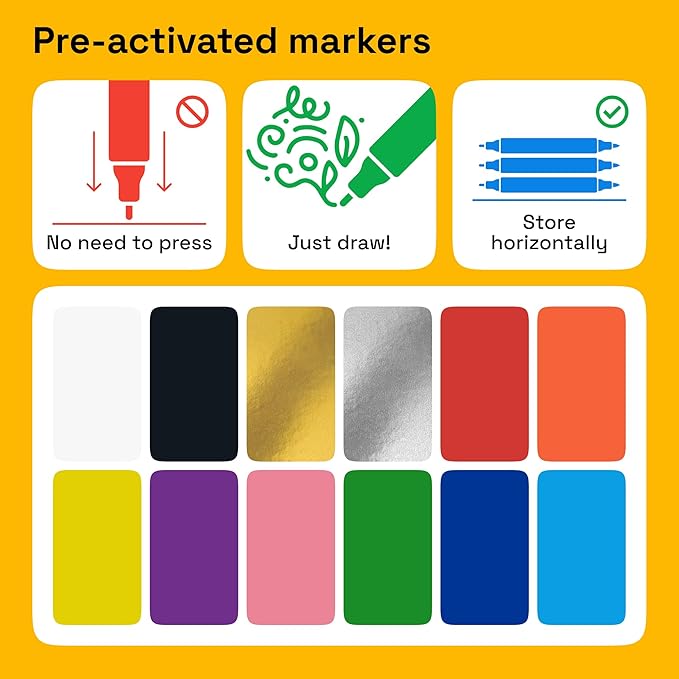 ARTISTRO 12 Dual-Tip Fabric Markers - Fabric Decorating Kit - Permanent for Clothes - Acrylic Paint Pens for Sneakers, Bags, Shoes, Textile, Canvas, Sewing, Craft, DIY - Brush and Fine Tip