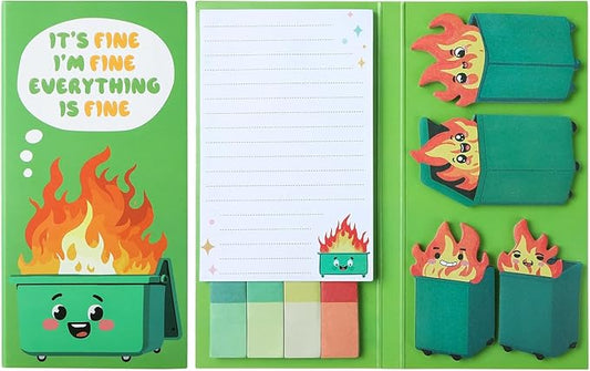 Dumpster On Fire Desk Accessories,Dumpster Pads Pop up Cute Sticky Notes 360 Sheets,It's Fine I'm Fine Everything is Fine,Emotional Support Memo Notes Funny Office Gifts for Women Men Coworkers