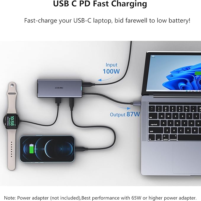 USB-C Laptop Docking Station for Triple Monitor | 7-in-1 Dock with DP 4K@160Hz/8K@30Hz + Dual HDMI 4K@60Hz, 10Gbps USB A/C, 100W PD | Laptop Dock for Windows/Mac