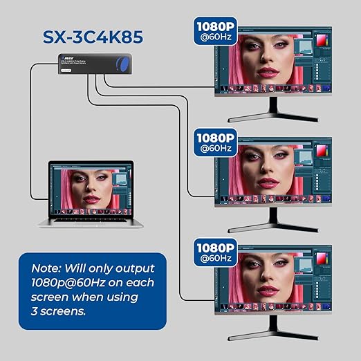 OREI SplitExtend 4K Splitter Extended Display Triple Monitor 2, 1 DisplayPort Docking Station 4 Separate Screens - USB-C to HDMI Adapter, 100W PD LAN, 4 USB 3.0, MircoSD, Windows, Mac OS