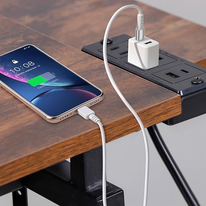 Drafting Table Drawing Desk w/Power Outlet, Art&Craft Work Station Height Adjustable Tilting Tabletop Craft Table Desk w/Stool and 2 Storage Drawers for Home Office, Rustic Brown