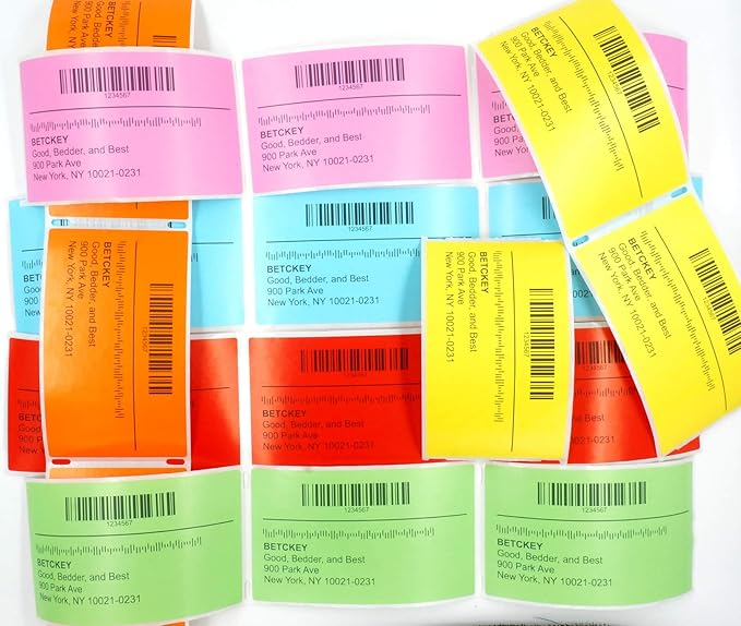 BETCKEY - 4" x 2.5" Shipping & Multipurpose Labels Compatible with Zebra & Rollo Label Printer,Premium Adhesive & Perforated[Red, 6 Rolls, 3720 Labels]