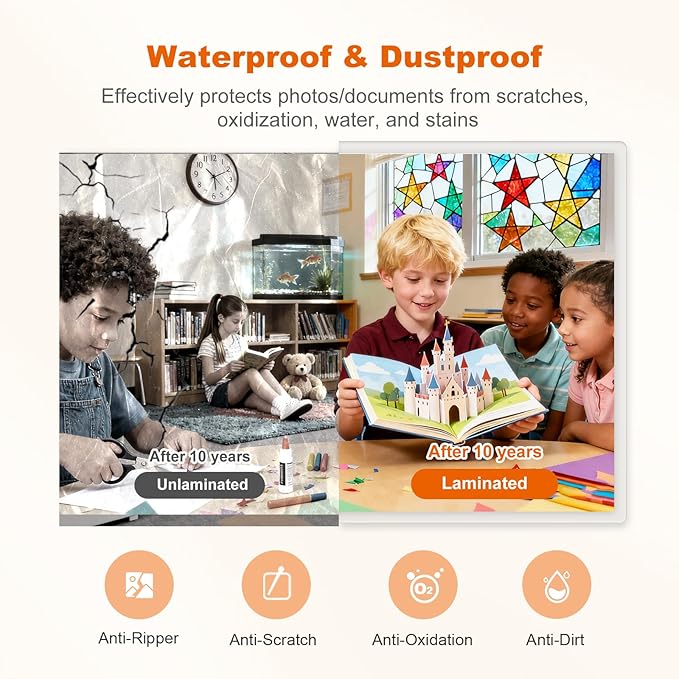 Bonsaii Laminator, 9 Inch Thermal Laminator Machine with Never Jam Technology for Doc/Posters/Photo, Personal Laminating Machine Simple Convenient for Home, Office and School Black