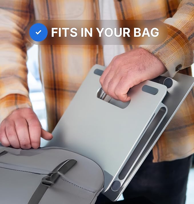 Portable Standing Desk Converter | Adjustable Laptop Riser, Portable Standing Desk with Keyboard & Mouse Attachment, Adjustable Computer iPad Riser | Stand for All Laptops up to 17"