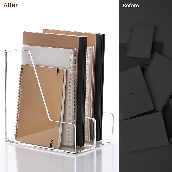 YUXUN Acrylic Magazine File Holder,Clear Desk Organizer File Holder Stand for File/Magazine/Binders/Notebook/Envelopes,Multi-purpose Coloring Comic Book Storage for Home/Office/Classroom Organization