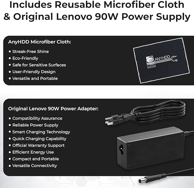 40AS0090US Lenovo Thinkpad Docking Station Gen 2-1 Year Warranty, Lenovo Docking Station for Laptop with 90W Adapter, HDMI, USB-C, DisplayPort Cables & Cloth - Universal Thunderbolt 3 Dock